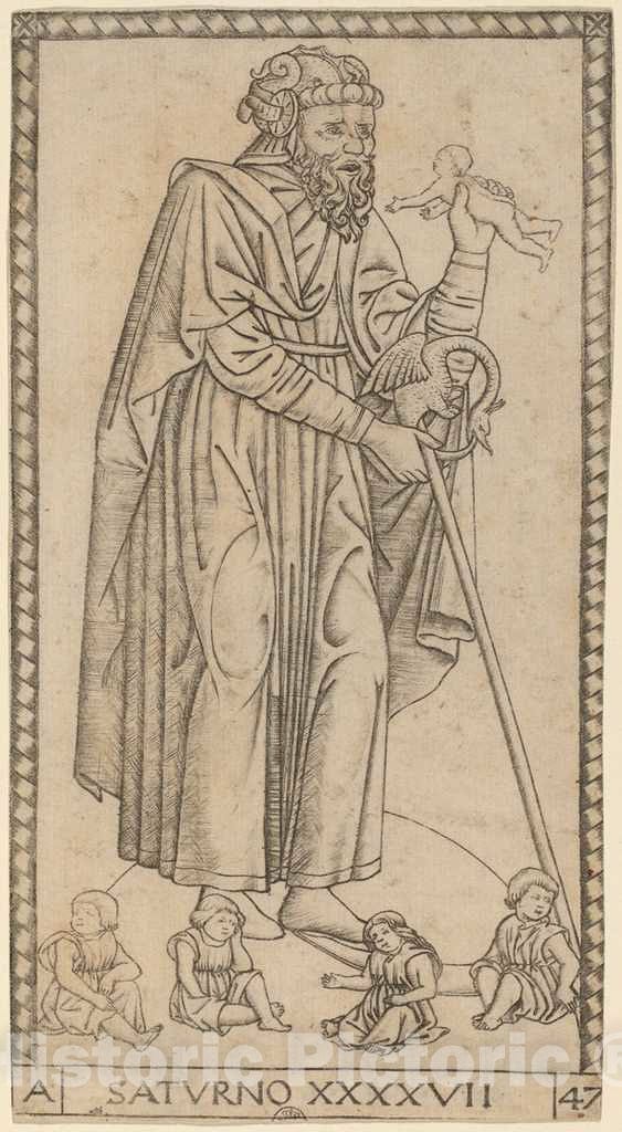 Art Print : Saturno (Saturn), c. 1470 - Vintage Wall Art