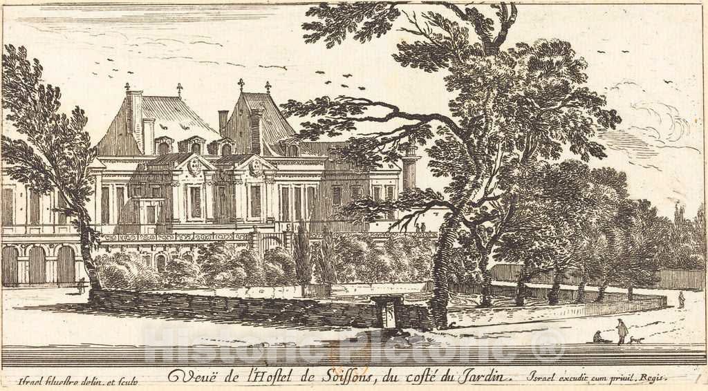 Art Print : IsraÃ«l Silvestre, Veue de l'Hostel de Soissons, 1652 - Vintage Wall Art