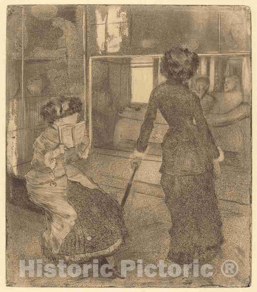 Art Print : Edgar Degas, Mary Cassatt at The Louvre: The Etruscan Gallery (Au Louvre: MusÃ©e des Antiques), c.1880 - Vintage Wall Art