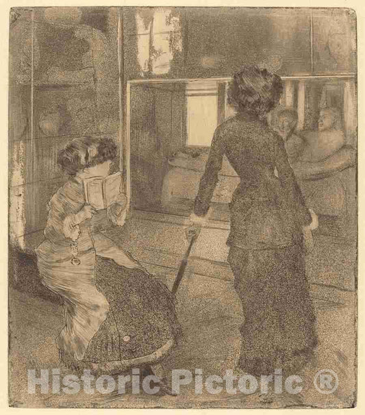 Art Print : Edgar Degas, Mary Cassatt at The Louvre: The Etruscan Gallery (Au Louvre: MusÃ©e des Antiques), c.1880 - Vintage Wall Art