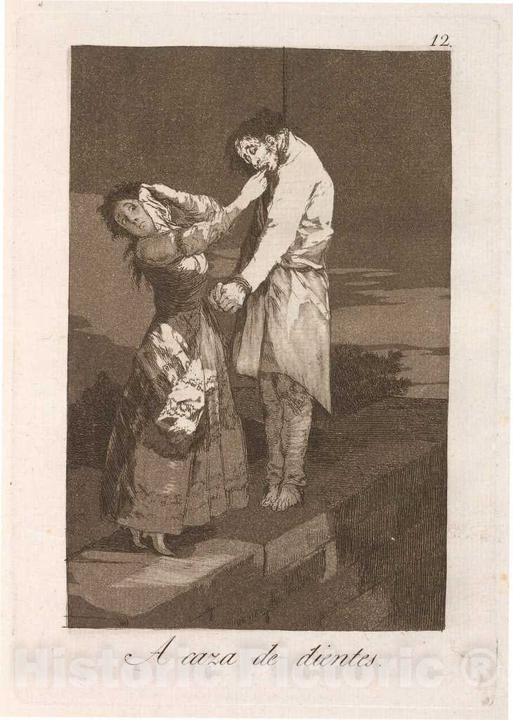 Art Print : Francisco de Goya, A Caza de dientes (Out Hunting for Teeth), 1799 - Vintage Wall Art