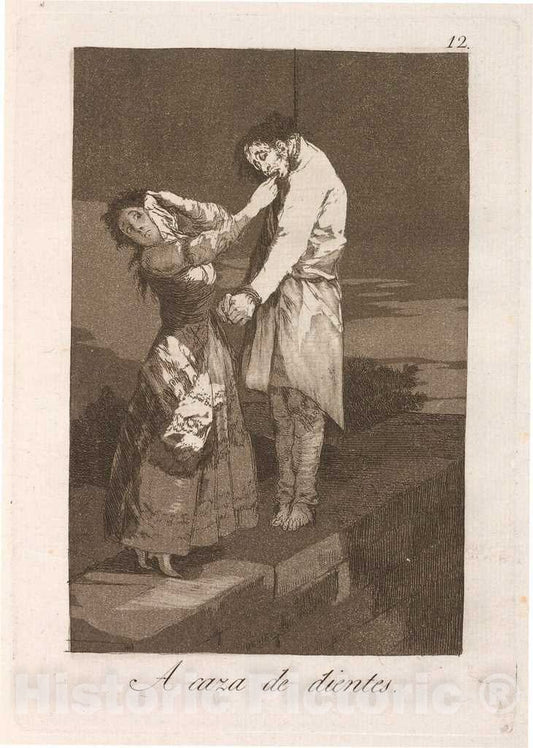 Art Print : Francisco de Goya, A Caza de dientes (Out Hunting for Teeth), 1799 - Vintage Wall Art
