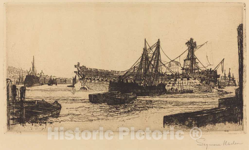 Art Print : Francis Seymour Haden, Breaking Up of The Agamemnon (The Second Plate), 1886 - Vintage Wall Art