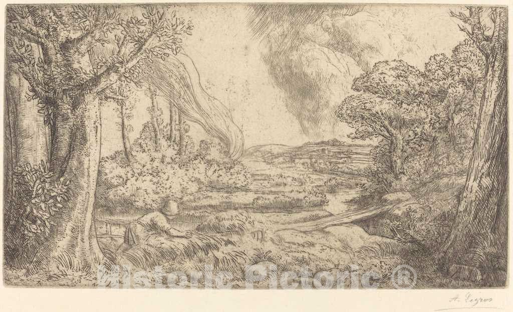 Art Print : Alphonse Legros, Landscape (Paysage) - Vintage Wall Art