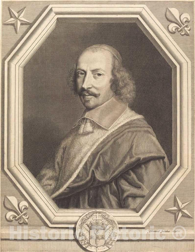 Art Print : Robert Nanteuil, Cardinal Jules Mazarin, 1656 - Vintage Wall Art