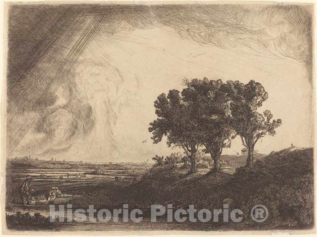 Art Print : Byron After Rembrandt, The Three Trees, 18th Century - Vintage Wall Art