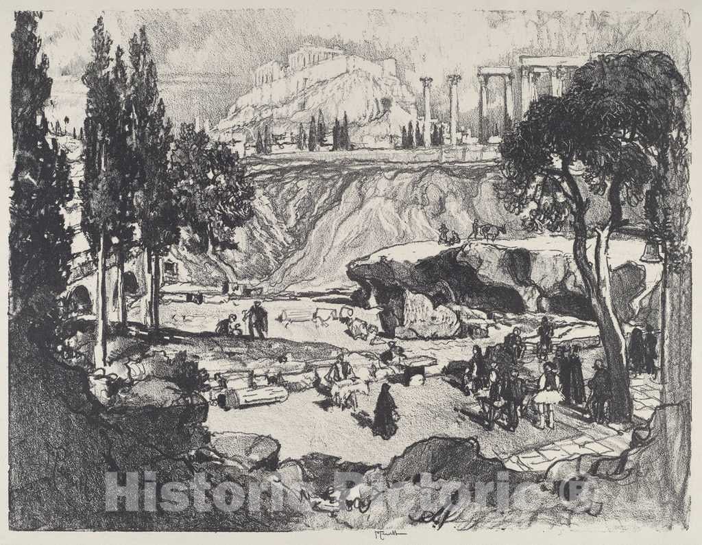 Art Print : Joseph Pennell, The Little Fete, Athens, 1913 - Vintage Wall Art