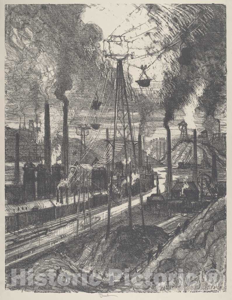 Art Print : Joseph Pennell, The Travellers, Charleroi, 1911 - Vintage Wall Art