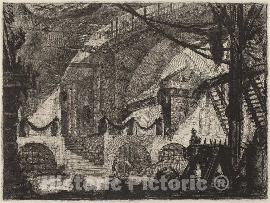 Art Print : Giovanni Battista Piranesi, The Sawhorse, 1780s - Vintage Wall Art
