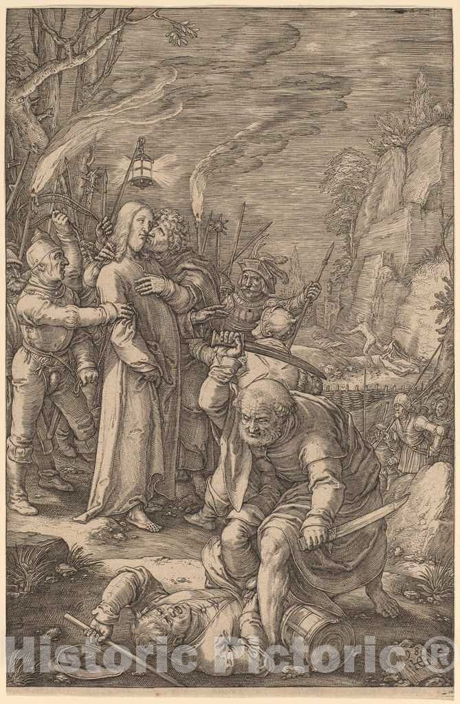 Art Print : Hendrik Goltzius, Christ Taken Captive, 1598 - Vintage Wall Art