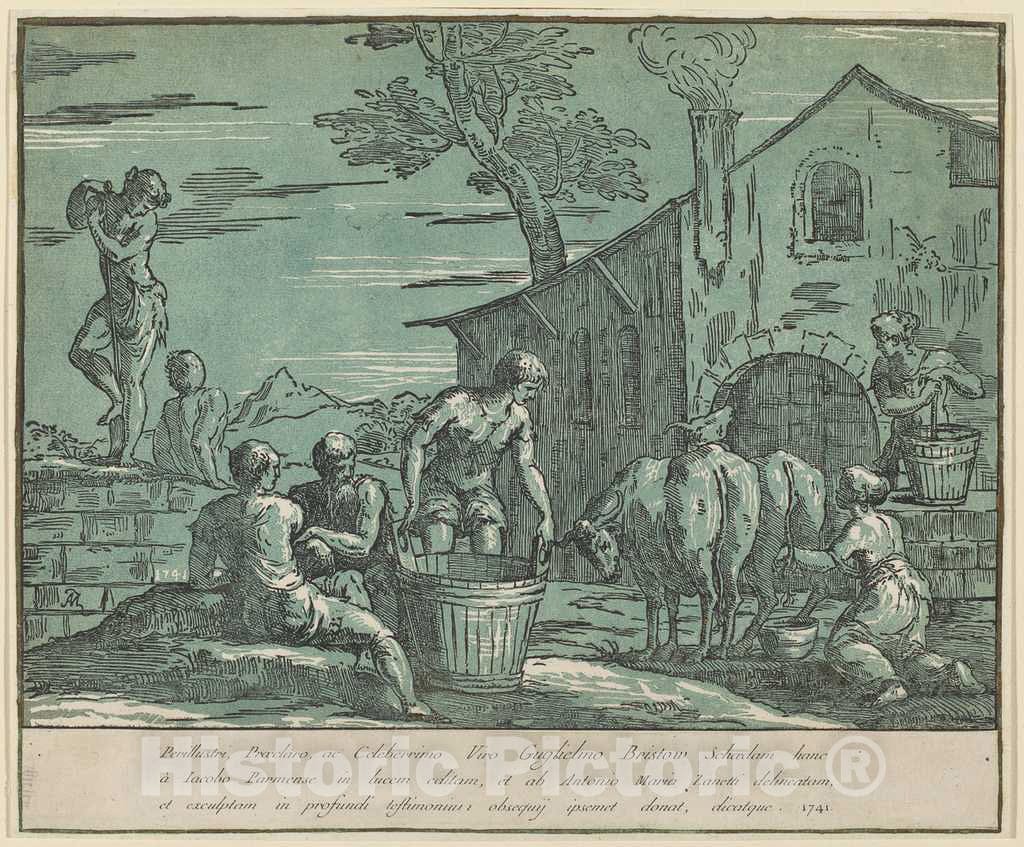 Art Print : Zanetti, After Jacopo Zanguidi, Pastoral Scene, 1741 - Vintage Wall Art