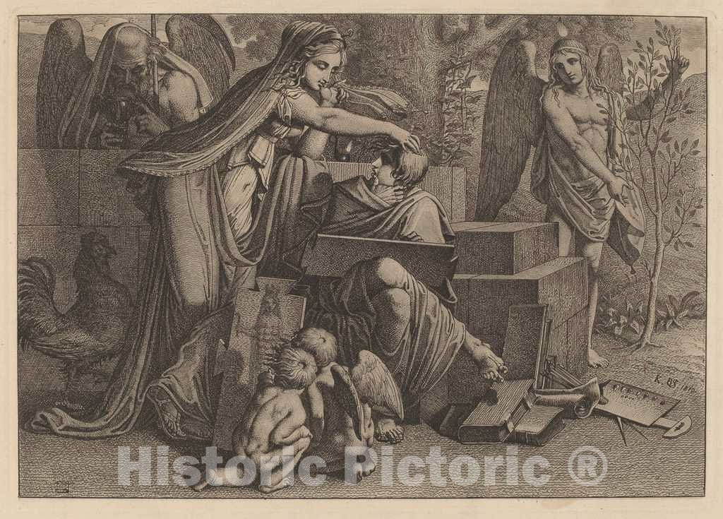 Art Print : Carl Russ, Young Man Inspired by Genius, 1810 - Vintage Wall Art