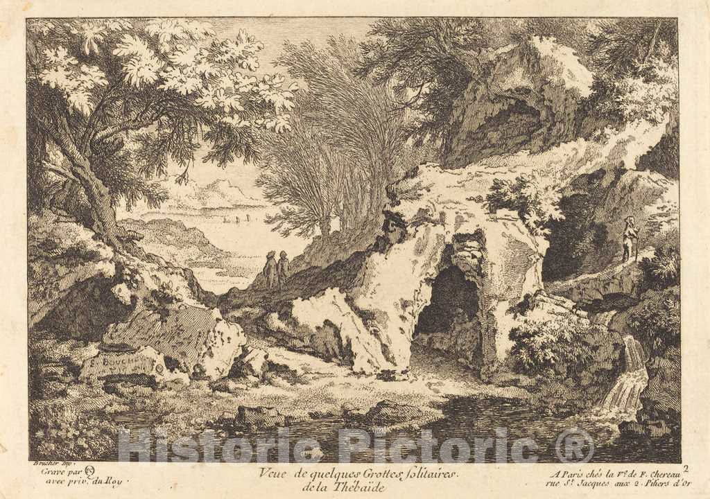Art Print : Chedel After Boucher, Veue de quelques Grottes solitaires de la Thebaide - Vintage Wall Art