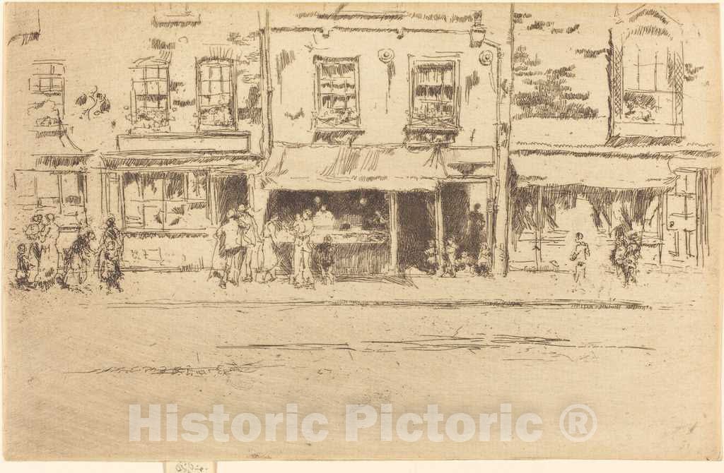 Art Print : James McNeill Whistler, The Fish Shop, Busy Chelsea, 1887 - Vintage Wall Art