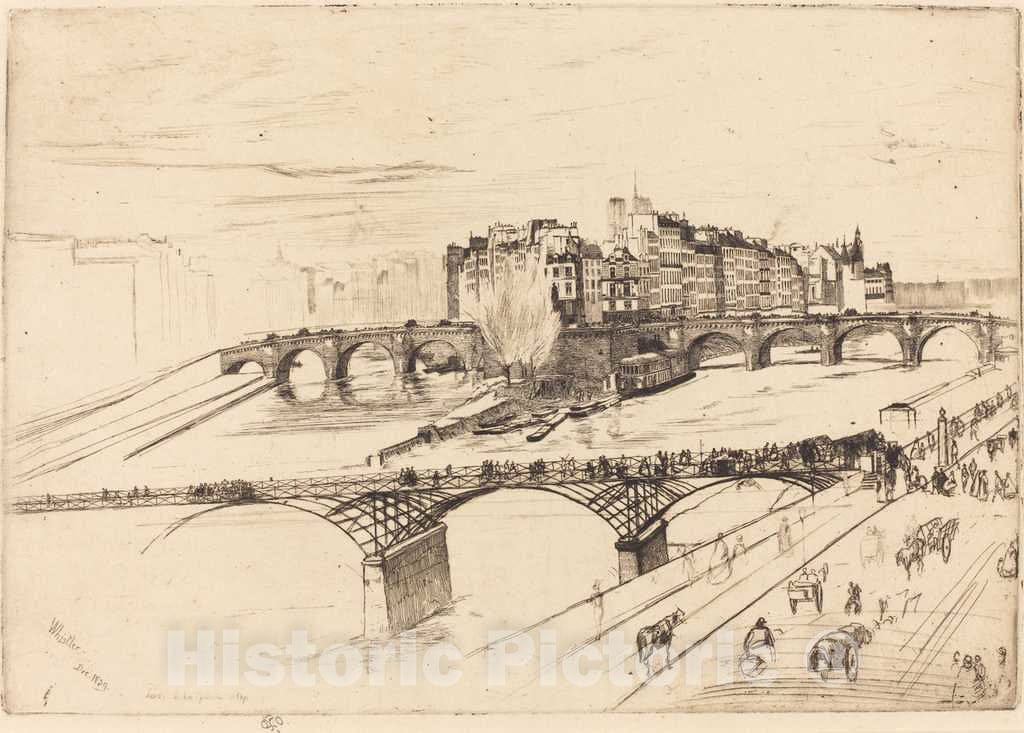 Art Print : James McNeill Whistler, Isle de la Cite, Paris, 1859 - Vintage Wall Art