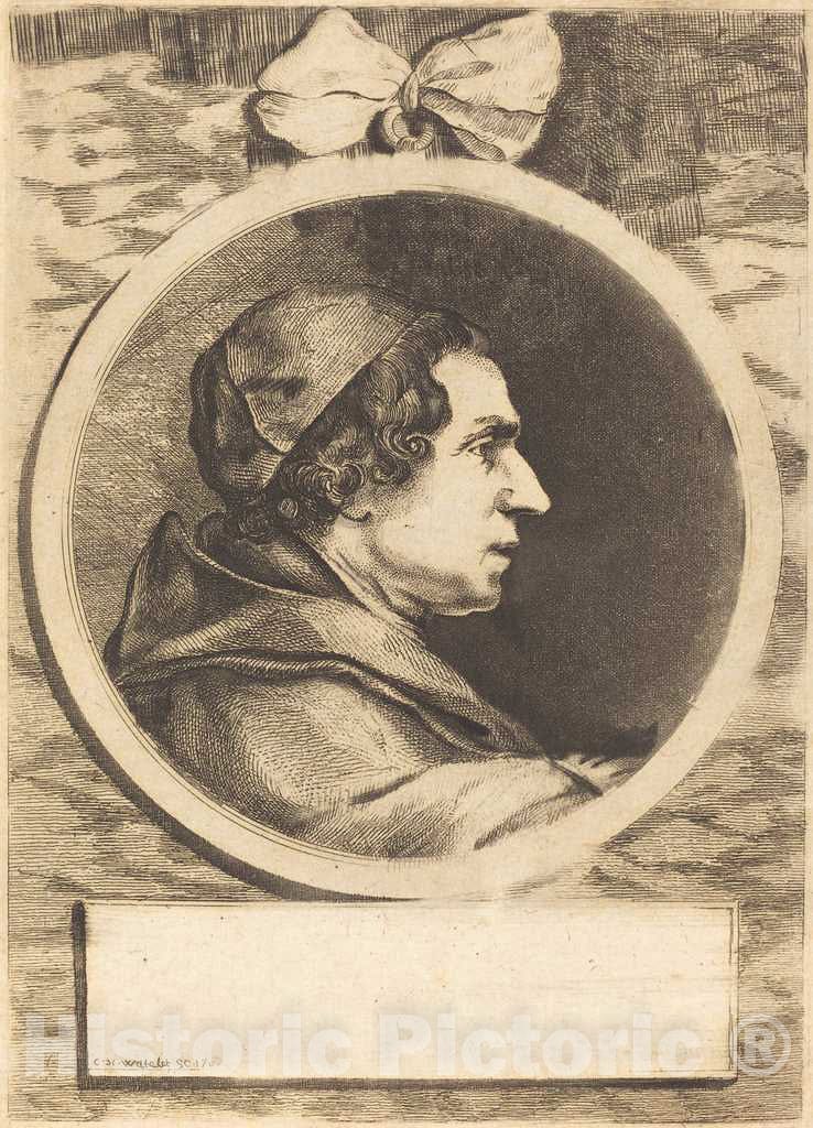 Art Print : Watelet After Cochin II, Portrait of an Abbot, 1767 - Vintage Wall Art