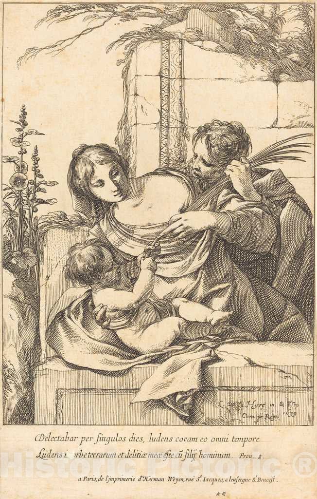 Art Print : Laurent de La Hyre, The Holy Family, 1639 - Vintage Wall Art