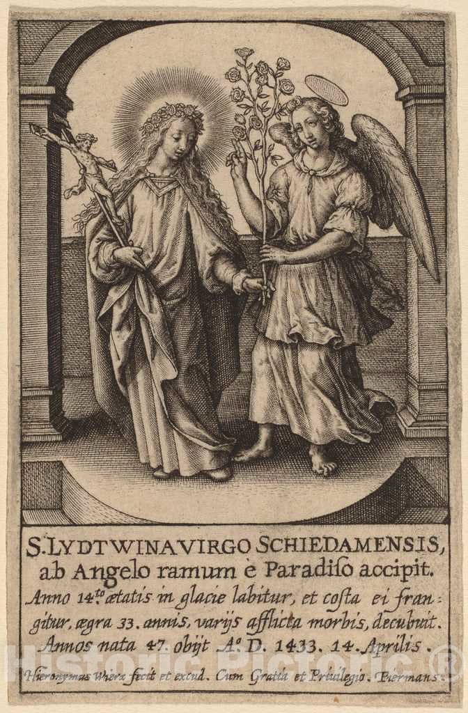 Art Print : Hieronymus Wierix, S. Lydtwina Virgo Schiedamensis - Vintage Wall Art