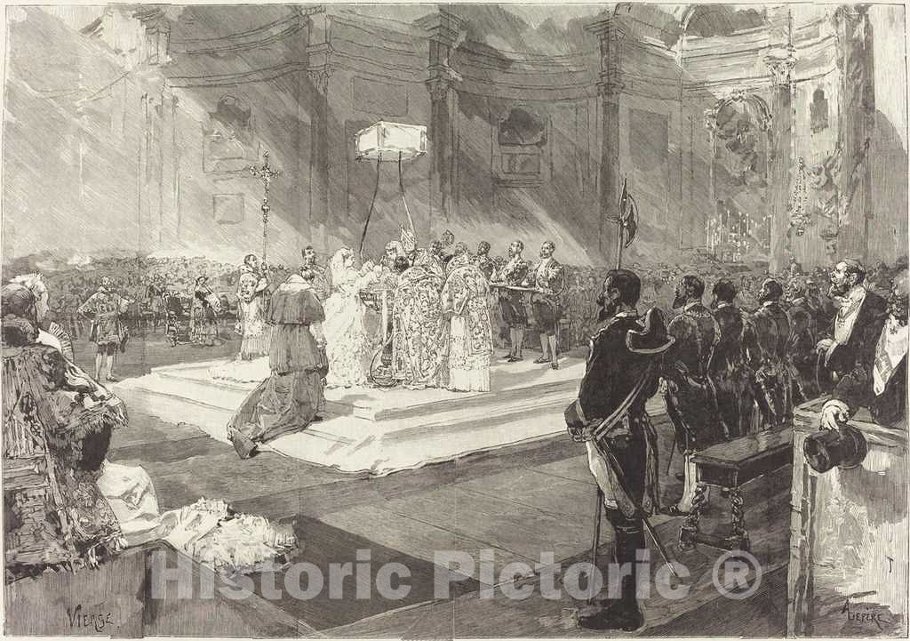 Art Print : LepÃ¨re After Vierge, BaptÃªme Royal Ã  la Cour d'Espagne, 1882 - Vintage Wall Art