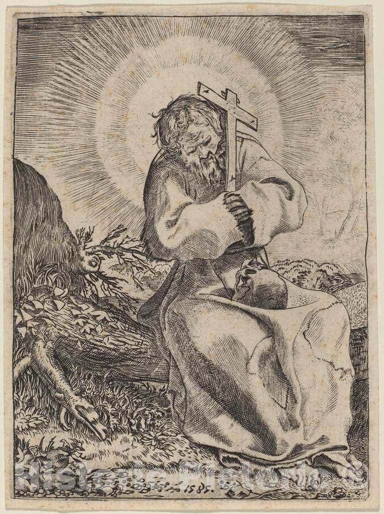 Art Print : Annibale Carracci, Saint Francis of Assisi, 1585 - Vintage Wall Art