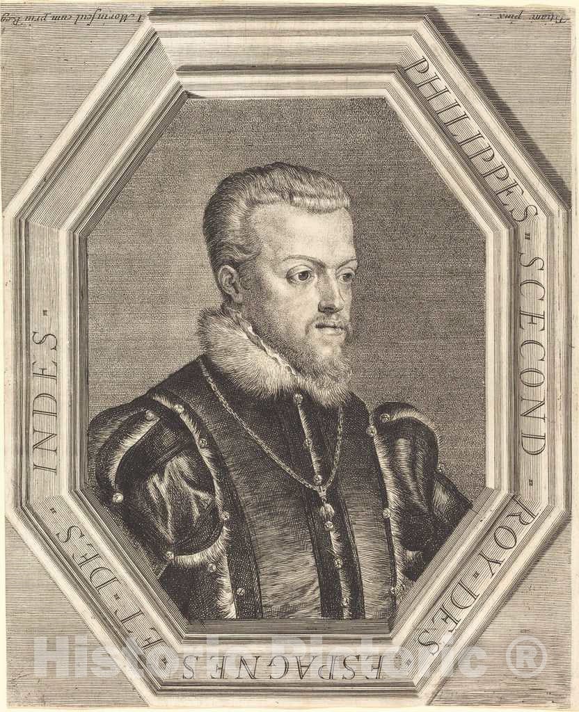 Art Print : Morin After Titian, Philippe II, King of Spain - Vintage Wall Art