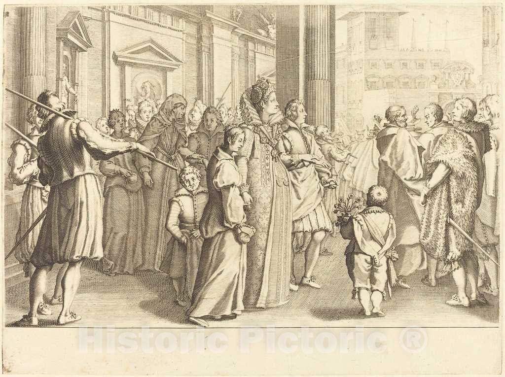 Art Print : Jacques Callot, Grand Duchess at The Procession of The Young Girls, c. 1614 - Vintage Wall Art