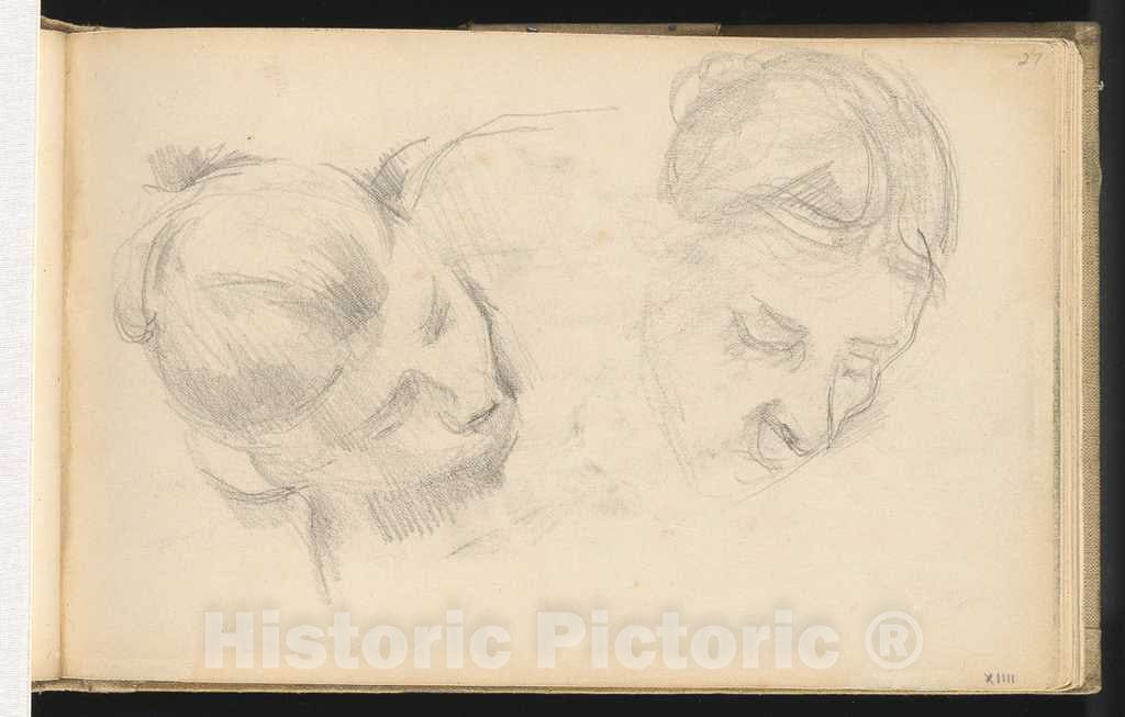 Art Print : Paul CÃ©zanne, Two Heads of Women, c.1892 - Vintage Wall Art