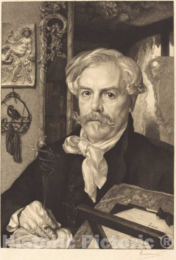 Art Print : FÃ©lix Bracquemond, Edmond de Goncourt, 1882 - Vintage Wall Art