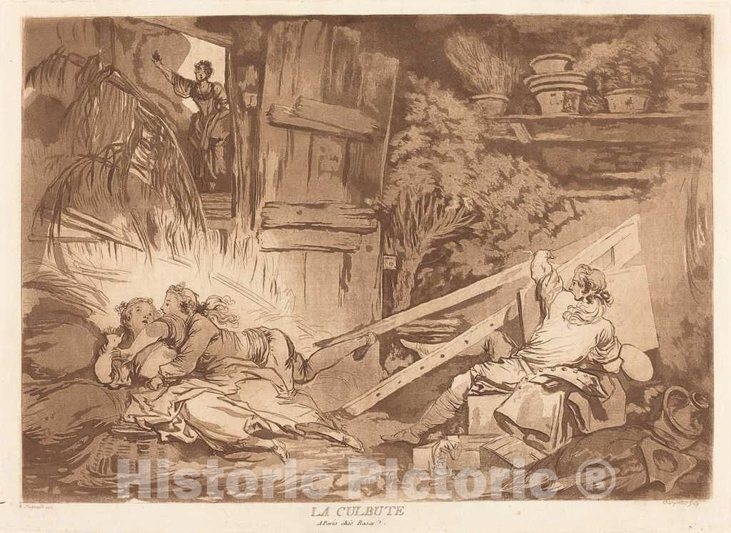 Art Print : FranÃ§ois-Charpentier After Fragonard, La Culbute (The Tumble), 1766 - Vintage Wall Art