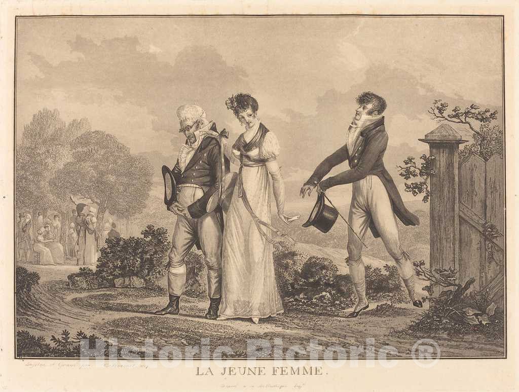 Art Print : Philibert-Louis Debucourt, La Jeune Femme, 1807 - Vintage Wall Art