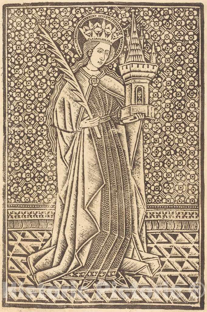 Art Print : Cologne Arms, Saint Barbara, 1480 or After - Vintage Wall Art