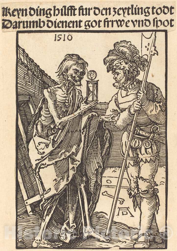 Art Print : Albrecht DÃ¼rer, Death and The Lansquenet, 1510 - Vintage Wall Art