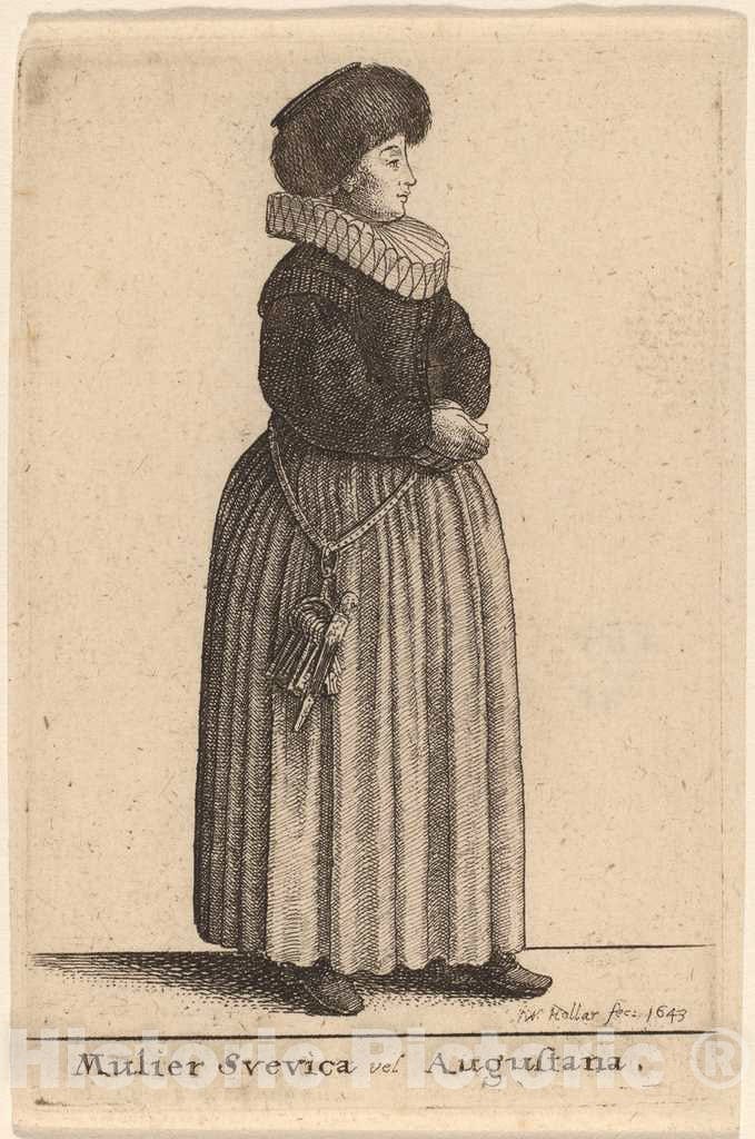 Art Print : Wenceslaus Hollar, Mulier Svevica vel Augustana, 1643 - Vintage Wall Art