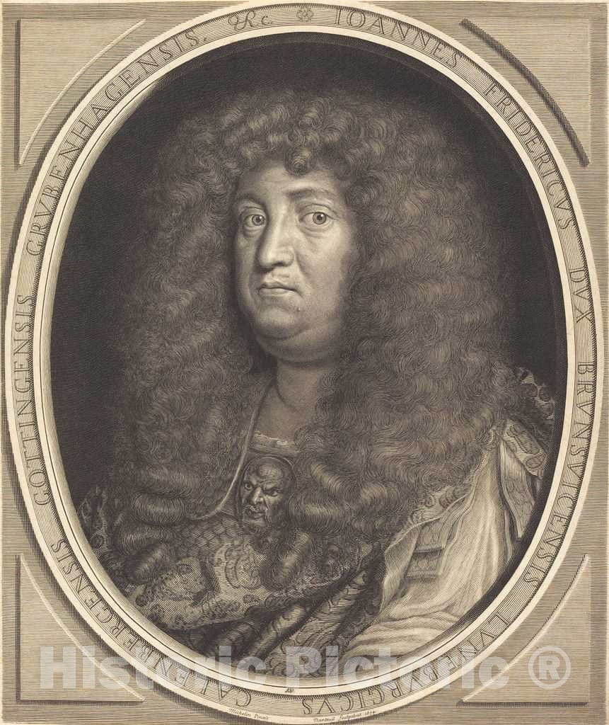 Art Print : Nanteuil After Jean Michelin, Jean-Frederic, Duc de Brunswick-Lunebourg (Hanover), 1674 - Vintage Wall Art