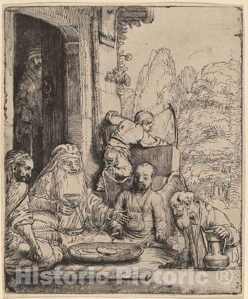 Art Print : Rembrandt, Abraham Entertaining The Angels, 1656 - Vintage Wall Art