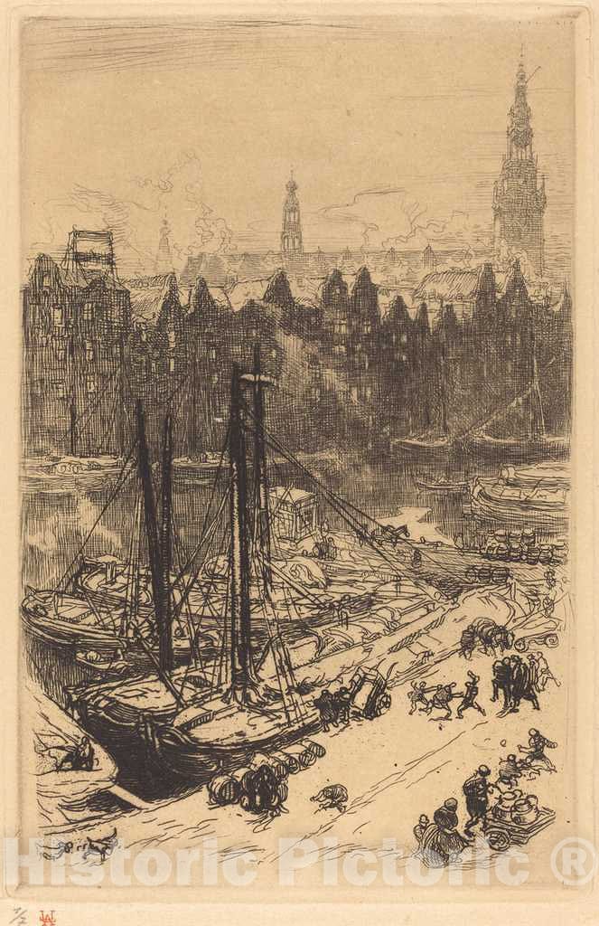 Art Print : Auguste LepÃ¨re, Amsterdam Seen from Victoria Hotel (Amsterdamvue de Victoria Hotel), 1901 - Vintage Wall Art