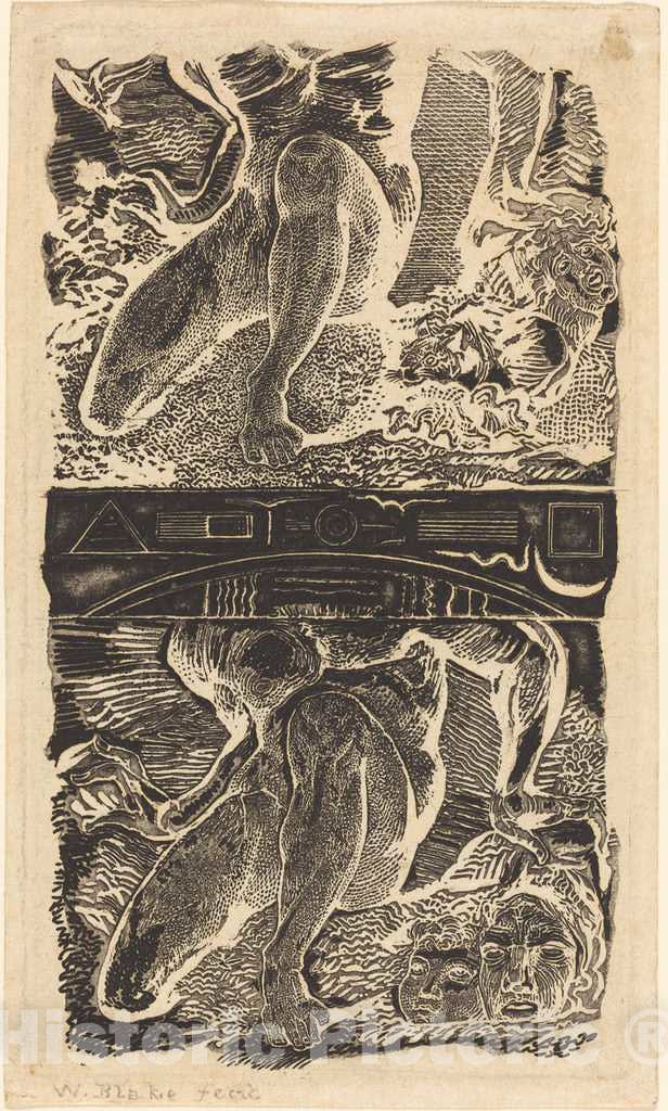 Art Print : William Blake, Unknown Subject (Let Him Look up into The Heaven and Laugh in The Bright air), Possibly c. 1805 - Vintage Wall Art