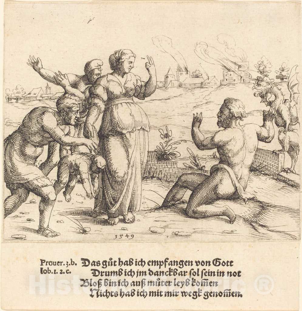 Art Print : Augustin Hirschvogel, Job Learns of His Misfortunes, 1549 - Vintage Wall Art