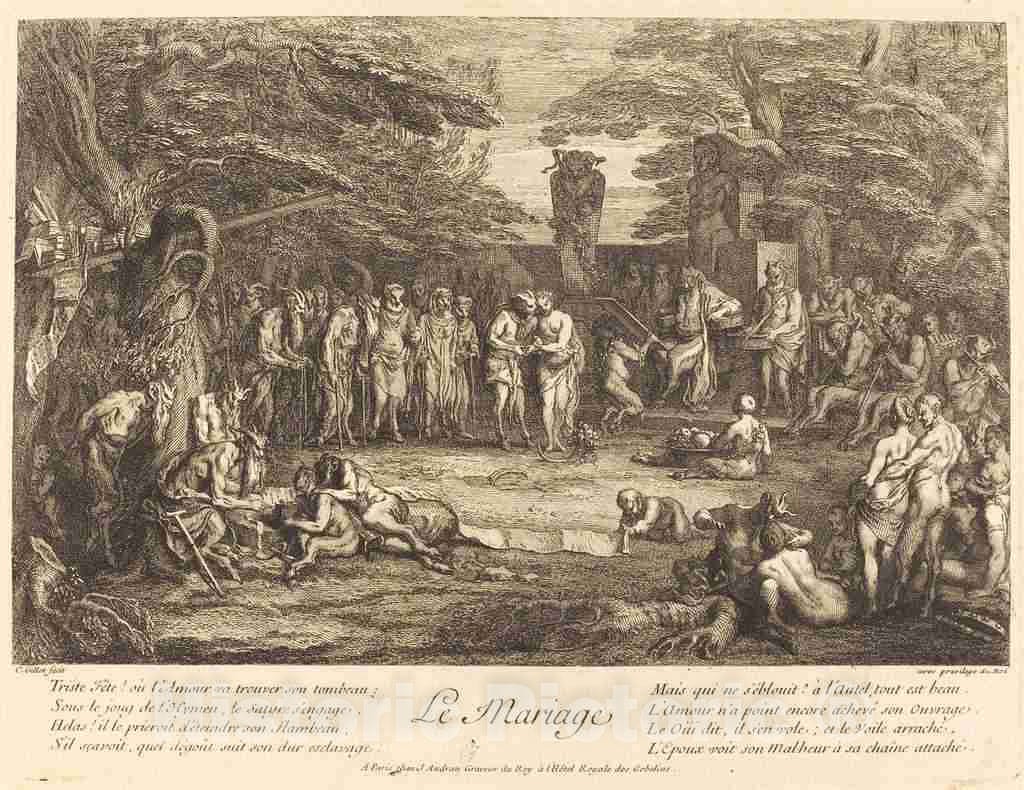 Art Print : Claude Gillot, Le Mariage (Marriage) - Vintage Wall Art
