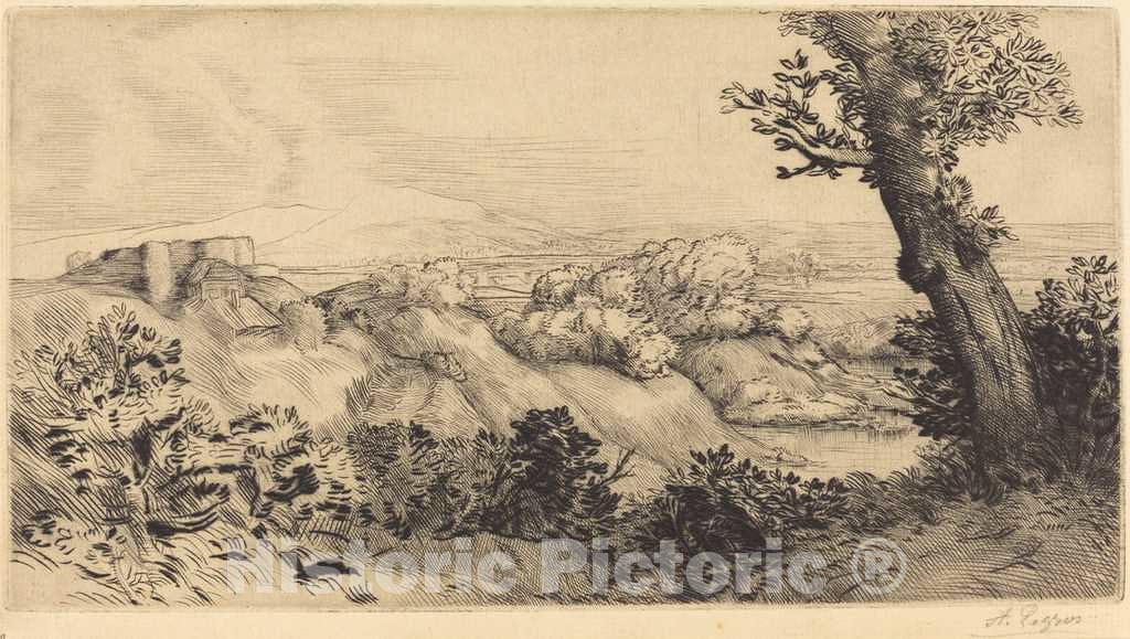 Art Print : Alphonse Legros, Top of The Hill (Le Haut de la Colline) - Vintage Wall Art