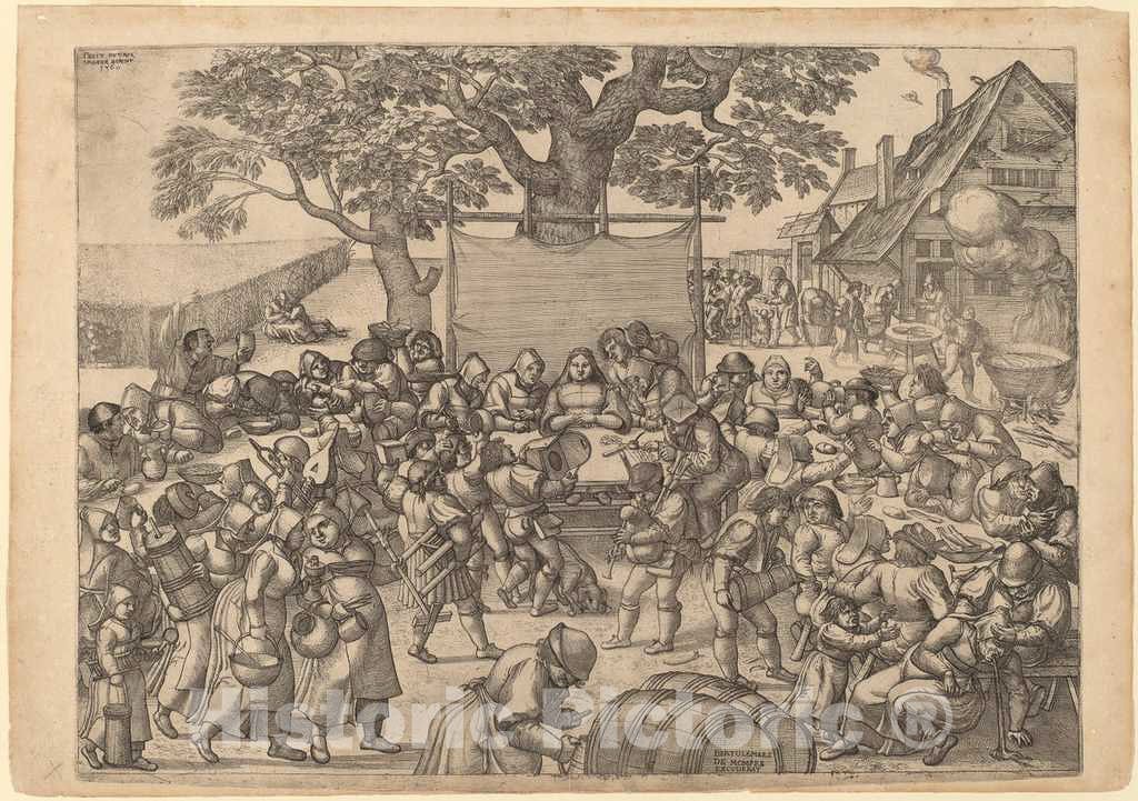 Art Print : Peter Van der Borcht, The Large Rustic Wedding Feast, 1560 - Vintage Wall Art