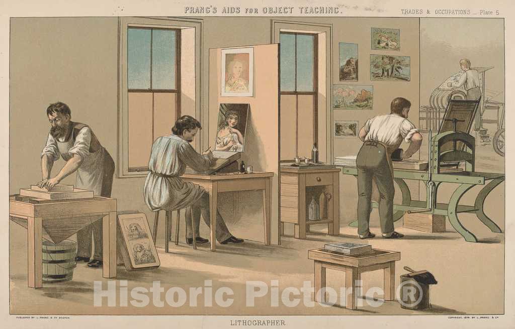 Art Print : Lithographer, 1874 - Vintage Wall Art