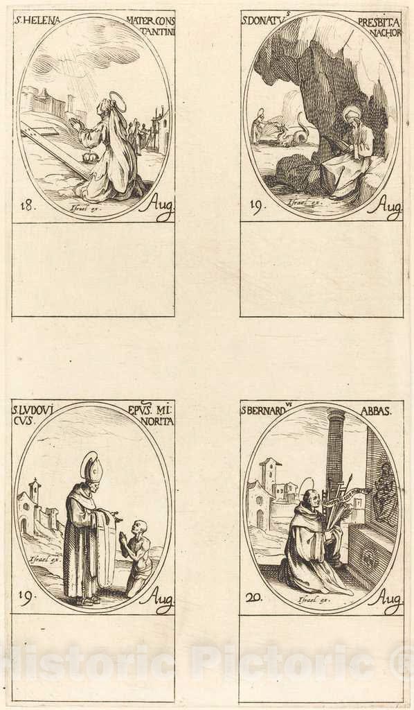 Art Print : Jacques Callot, St. Helen; St. Donatus; St. Ludovicus, Bishop; St. Bernard - Vintage Wall Art