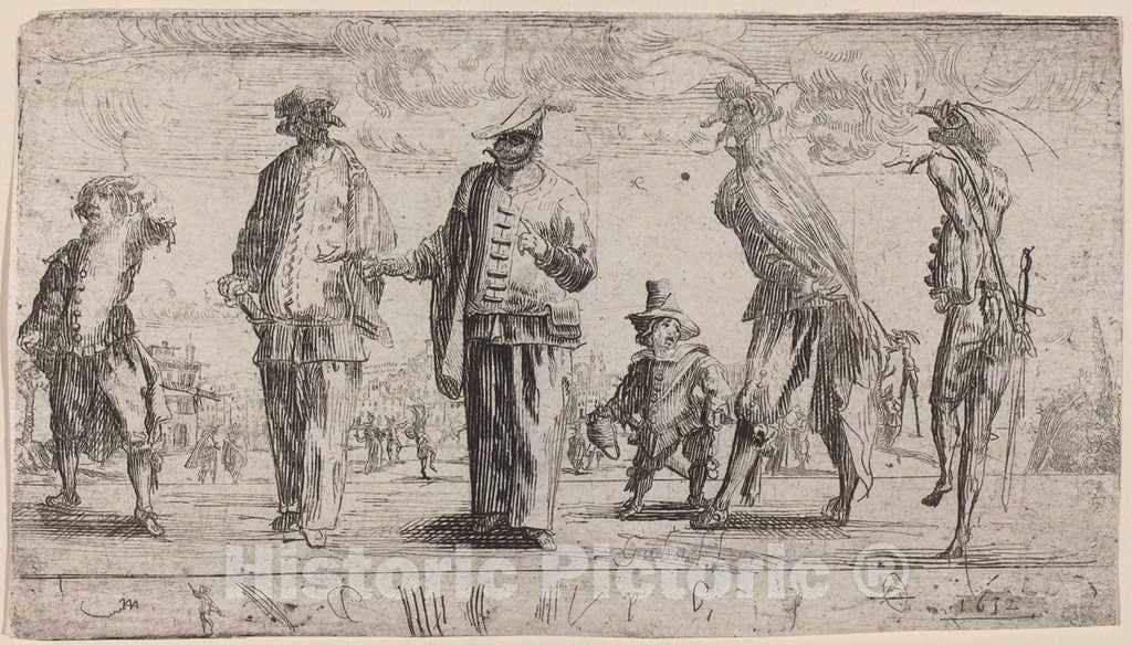 Art Print : Stefano Della Bella, Pantaloons, 1632 - Vintage Wall Art