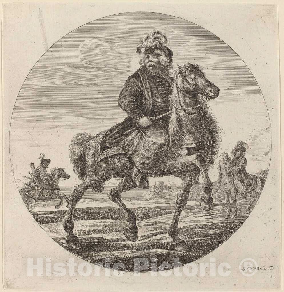 Art Print : Stefano Della Bella, Hungarian Cavalier - Vintage Wall Art
