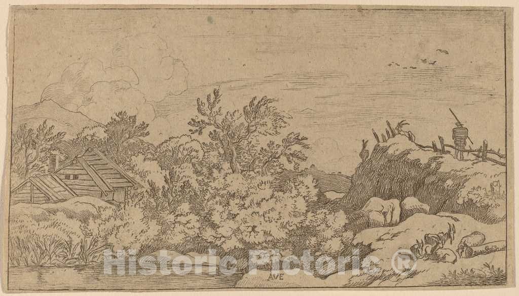 Art Print : Allart Van Everdingen, Goat Herd on a Hill, c.1651 - Vintage Wall Art