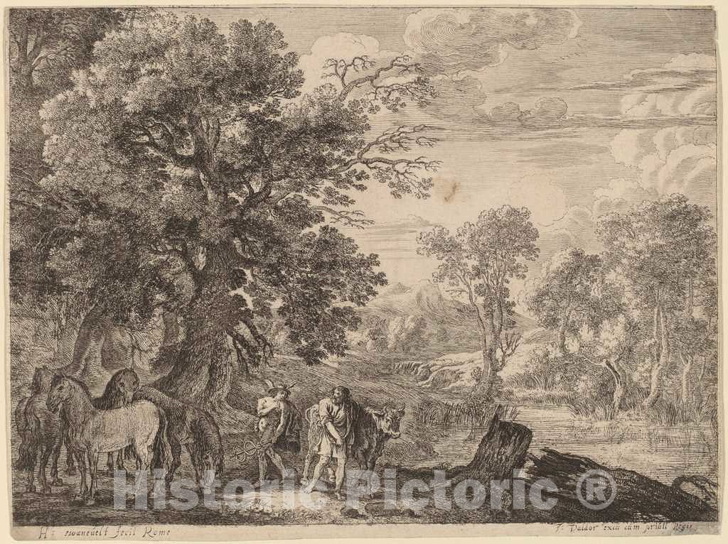 Art Print : Herman Van Swanevelt, Mercury Silencing Battus - Vintage Wall Art