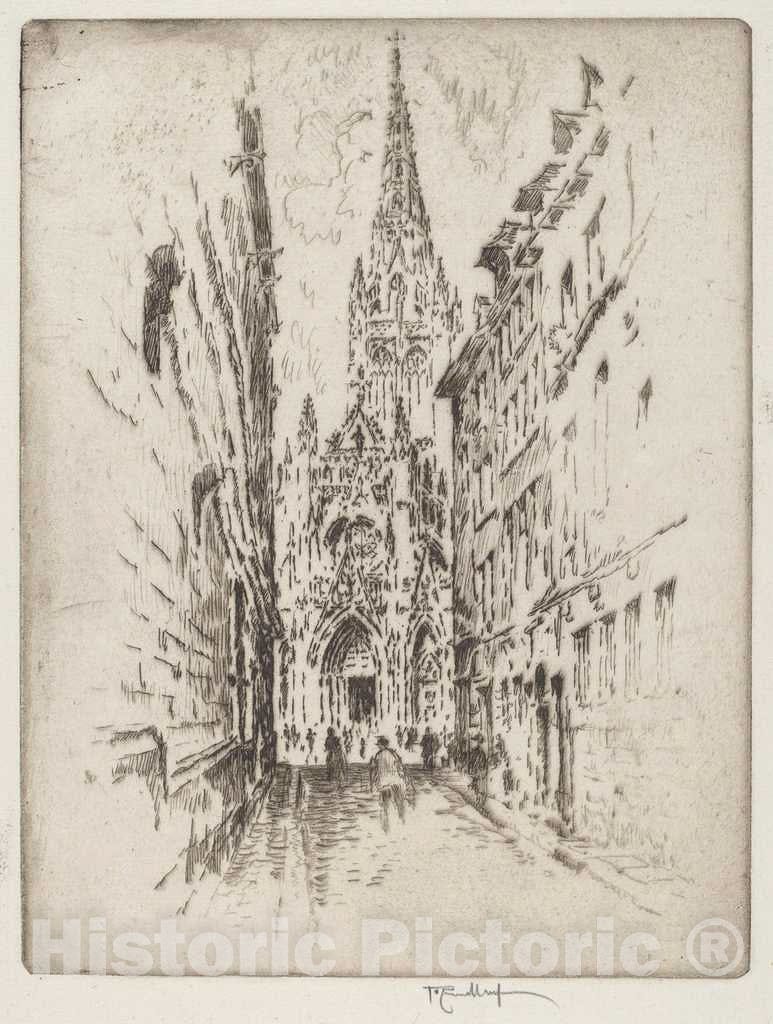 Art Print : Joseph Pennell, San Maclou, Rouen, 1907 - Vintage Wall Art