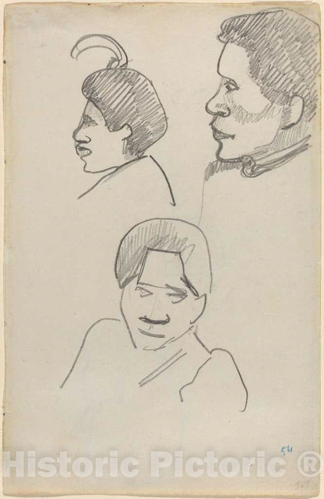 Art Print : Paul Gauguin, Tahitian Heads, c.1892 - Vintage Wall Art