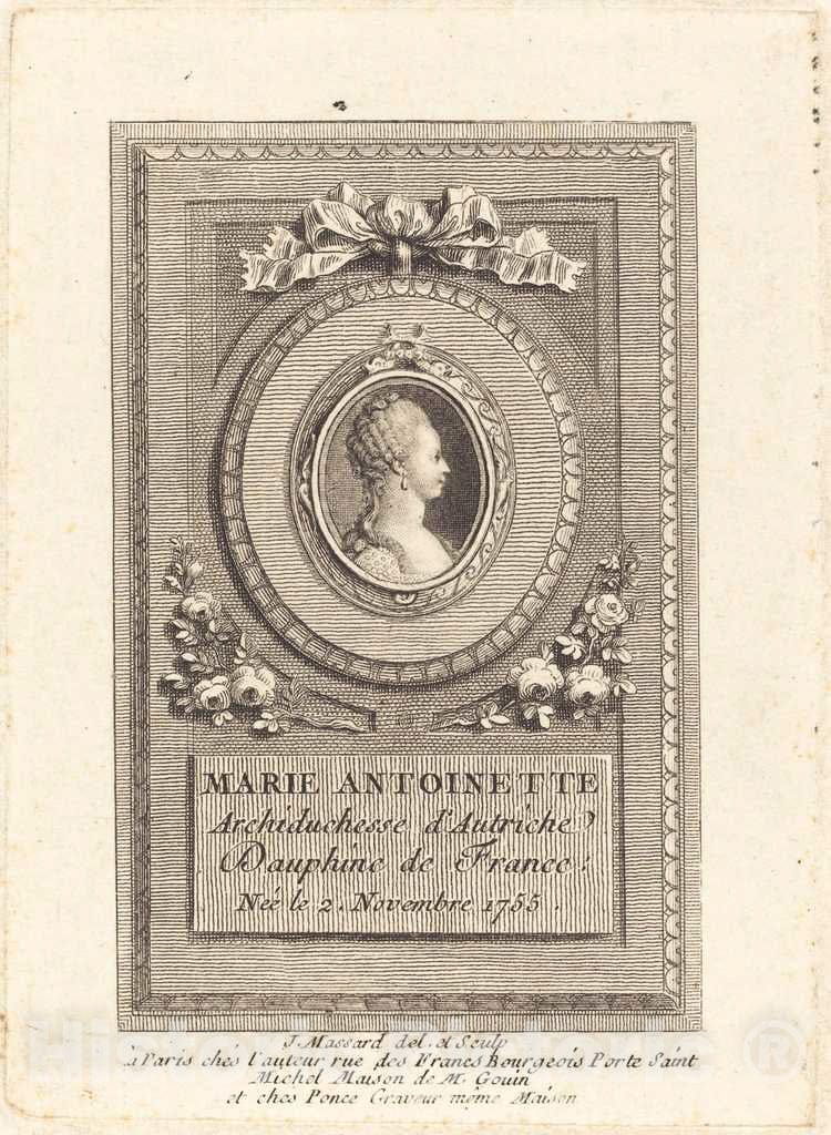 Art Print : Baptiste-Raphael-Urbain Massard, Marie-Antoinette - Vintage Wall Art